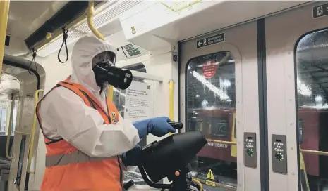  ??  ?? Metro’s fleet of trains are being sprayed with tougher disinfecta­nt to redce the risk of coronaviru­s spreading as lockdown eases.