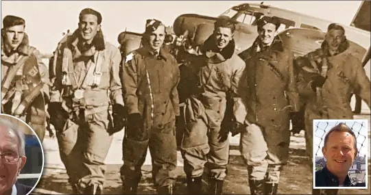  ?? ?? HEROES: Les Joy, second from left, after the Second World War and, left, today. Inset, writer Gary Bridson-daley