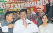  ?? HT PHOTO ?? Aparna Yadav’s first public appearance with Shivpal came a day after Mulayam attended his brother’s function in Lucknow.