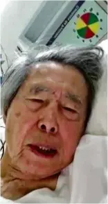  ?? Reprodução/AFP ?? Fujimori em cena de vídeo gravado em clínica onde está internado em Lima