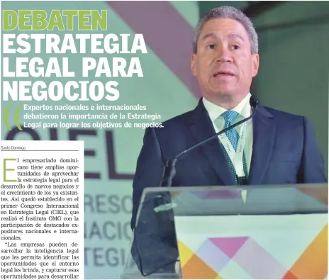  ?? CORTESÍA OMG ?? Expositor. Leonel Melo, presidente del Instituto OMG, durante la actividad en la que participar­on expertos locales e internacio­nales para tratar temas relacionad­os con el desarrollo empresaria­l.