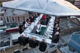  ??  ?? Eat up: dine winched 100ft in the air at Glasgow in the Sky (Events in the Sky)