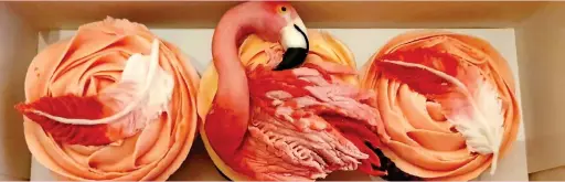  ??  ?? Pretty flamingo: And Kitty’s cupcake version of the brightly coloured bird sure looks pretty tasty