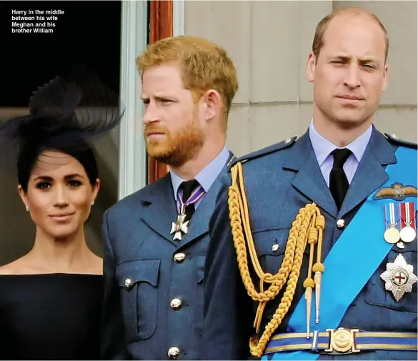  ?? Picture: TOLGA AKMEN/AFP ?? Harry in the middle between his wife Meghan and his brother William