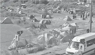  ??  ?? Nanaimo’s DisconTent City will be the focus of a rally Sunday by a group known as the Soldiers of Odin. Supporters of the tent city will also be hosting their own rally that day.