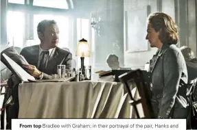  ??  ?? From top Bradlee with Graham; in their portrayal of the pair, Hanks and Streep make clear that they were friends and equals