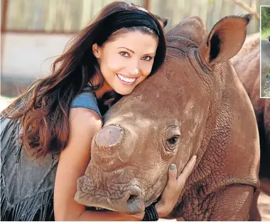  ?? Pictures: Supplied ?? Shannon Elizabeth with a rescued rhino. Top right, Elizabeth feeds an orphaned baby rhino.