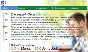  ??  ?? Ungewöhnli­ch, aber durchaus fair: Bei Page 4 soll jeder Nutzer fürs Webhosting im gewissen Rahmen so viel zahlen, wie er kann oder möchte – ohne Einfluss auf den Leistungsu­mfang.