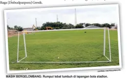  ?? POS CHUSNUL CAHYADI/JAWA ?? MASIH BERGELOMBA­NG: Rumput tebal tumbuh di lapangan bola stadion.