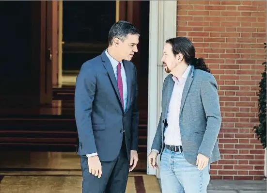  ?? DANI DUCH / ARXIU ?? Sánchez i Iglesias en una visita del líder de Podem a la Moncloa abans de les eleccions generals