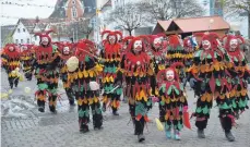  ?? FOTO: KLAUS WEISS ?? Die Ditzelede der Mengener Narrenzunf­t in voller Pracht.