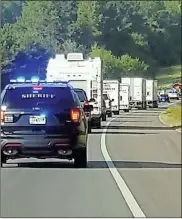  ?? Tim Burkhalter ?? A photo from the rear of the convoy of Rome Ga Cares hurricane relief supplies that left Rome for Deridder, Louisiana, Monday morning.