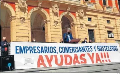  ?? D.C. ?? Protesta de comercio y hostelería convoada por Acosafe en la Plaza del Rey.