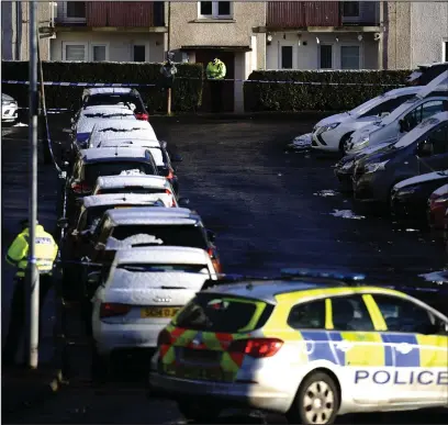  ??  ?? Police at the scene in Carron Place after a firearm was discharged Picture: Jamie Simpson