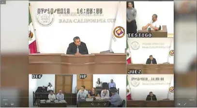  ?? JOSE GASPAR / TELEMUNDO ?? Roberto Gonzalez, accused in the murder of Jose Arredondo, testifies about being kidnapped, tortured and threatened by agents of the State Attorney General’s Office of Cabo San Lucas. Gonzalez is pictured in the upper right corner.