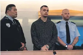  ?? Picture / Brett Phibbs ?? Jaden Lee Stroobant (centre) yesterday admitted killing a 69-year-old Te Atatu woman in her home.