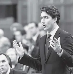  ?? Fred Chartrand
/ THE CANADIAN PRESS ?? Prime Minister Trudeau answers a question during Question Period.