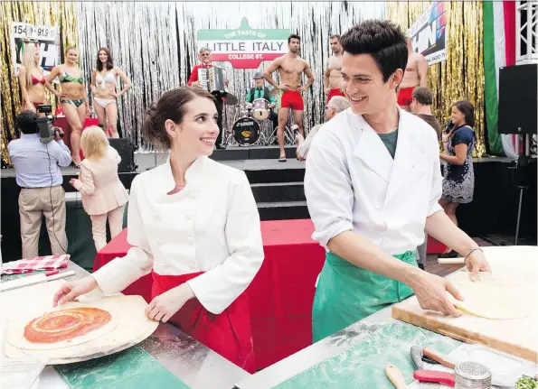  ?? EONE ?? Emma Roberts, left, and Hayden Christense­n are paired up in Little Italy, which is loosely based on Romeo and Juliet and set in Toronto, where it was filmed.