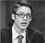  ?? CAROLYN KASTER/AP PHOTOS ?? “My school viewed me as a health threat,” said high school student Ethan Lindenberg­er, who testified Tuesday during a Senate committee hearing on Capitol Hill.