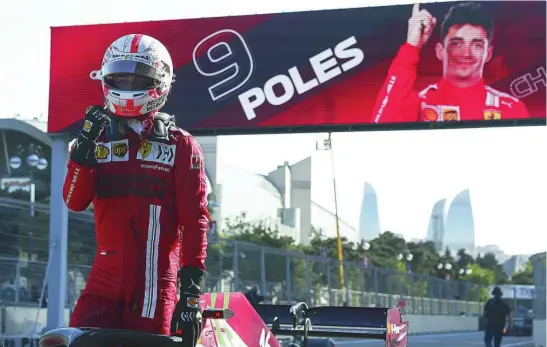  ?? EFE ?? El piloto de Ferrari Charles Leclerc consiguió la segunda «pole» del año para el equipo italiano