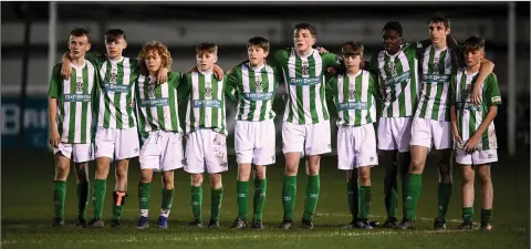  ??  ?? Bray Wanderers players during a penalty shoot out to complete the SSE Airtricity U13 League Final.