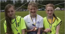  ??  ?? U-14 Javelin: Cara Rothwell, Shillelagh, Eva Doyle, Roundwood and Joy Furlong, Shillelagh.