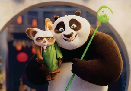  ?? Photos: Handout, Warner Bros Pictures, Daniel Smith, 20th Century Studios ?? Shifu (voiced by Dustin Hoffman) and Po (Jack Black) are back in Kung Fu Panda 4.