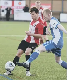  ??  ?? A tackle goes in as Sunderland West End take on Easington Colliery.