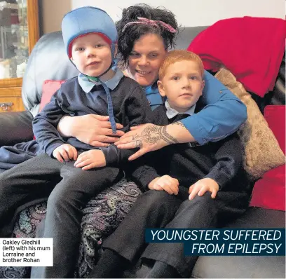  ??  ?? Oakley Gledhill (left) with his mum Lorraine and brother Rohan