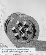 ??  ?? A cavity magnetron block from 1940. (Source: John Cummings, CC-BY-SA 2.0)