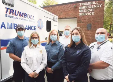  ?? Brian A. Pounds / Hearst Connecticu­t Media ?? Members of the Trumbull EMS, winner of the agency of the year award from the CT EMS Council. Members include, from left, Matthew Pond, Chief Leigh Goodman, Meg Zeitler, Andrew Weber, Lauren Pettinella, and Eric Diaz.