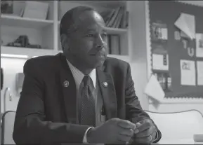  ?? ULYSSES MUNOZ/BALTIMORE SUN FILE PHOTOGRAPH ?? Ben Carson, the Secretary of Housing and Urban Developmen­t, visits Baltimore on June 29, 2017.