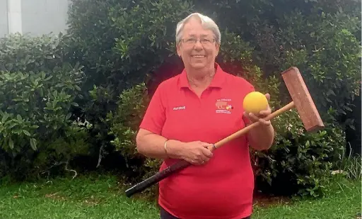  ?? CATHERINE GROENESTEI­N ?? Eileen Judd, Stratford, spends so much time refereeing and running croquet tournament­s, she hardly has time to play the game herself.