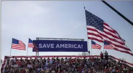  ?? MADDIE MCGARVEY — THE NEW YORK TIMES ?? People wait to hear former President Trump speak at the Delaware County Fairground­s in Delaware, Ohio, in April 2022.