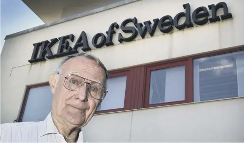  ?? PICTURE: AP ?? 0 Ingvar Kamprad, founder of Swedish multinatio­nal Ikea, outside the head office in Almhult, Sweden