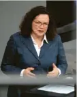  ?? Foto: Hirschberg­er, dpa ?? Rückzug in Raten: Die frühere SPD-Chefin Andrea Nahles.