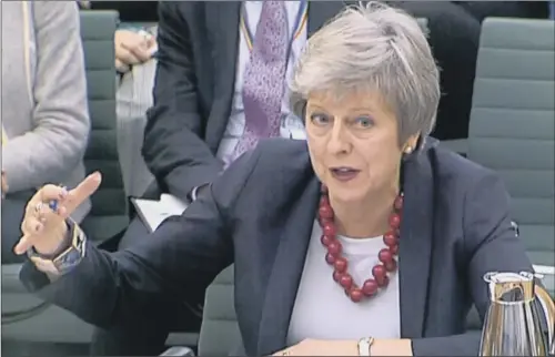  ?? PICTURE: PA WIRE ?? ‘MORE UNCERTAINT­Y’: Theresa May told the Commons Liaison Committee that seeking to extend the Article 50 withdrawl process would mean her deal would fall.
