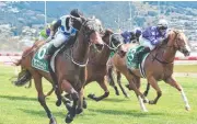  ??  ?? Minute Repeater ( Georgie Catania) forges clear ( 6) to win the Goodwood Handicap at Elwick on Tuesday.