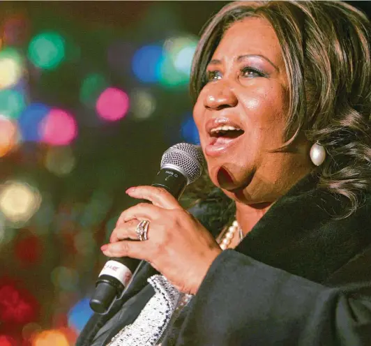  ?? Associated Press file photo ?? In 2008, Aretha Franklin performs during the annual Christmas tree lighting at the New York Stock Exchange. “Aretha” will be released Nov. 20.