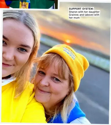  ?? ?? SUPPORT SYSTEM: Sharon with her daughter Grainne; and (above) with her mum