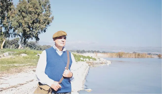  ??  ?? DIVINE JOURNEY: David Suchet on the shores of the Sea of Galilee as he follows the path taken by St Peter in a two-part Easter documentar­y for the BBC.