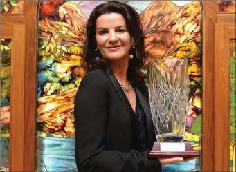  ??  ?? Drogheda actress and comedienne Deirdre O’Kane was presented with the ‘Maureen O’Hara Award’ as part of The Kerry Film Festival recently.