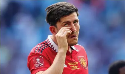  ?? Photograph: Robin Jones/Getty Images ?? Harry Maguire pictured after Manchester United’s defeat by Manchester City in the FA Cup final.