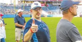  ?? CONTRIBUTE­D PHOTO ?? Blake Belcher got up close and personal with the Tennessee Titans on Saturday, thanks to the NFL franchise going out of its way to make him feel like part of the team.