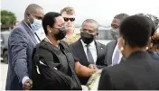  ?? Haiti’s Secretary of State for Communicat­ion via AP ?? Haiti’s first lady Martine Moise, wearing a bullet proof vest and her right arm in a sling, arrives at the Toussaint Louverture Internatio­nal Airport, in Port-au-Prince, on Saturday.