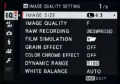  ??  ?? Menu design is the same as is used on the X mount mirrorless cameras, and easily navigated using the chapter tabs arranged down the left-hand side.