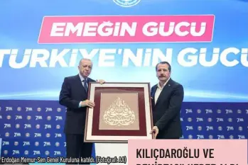  ?? ?? Erdoğan Memur-sen Genel Kuruluna katıldı. (Fotoğraf: AA)