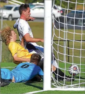  ?? PETE BANNAN -DIGITAL FIRST MEDIA ?? Kyle Hoops scores for West Chester in the first half versus Millersvil­le on Wednesday.