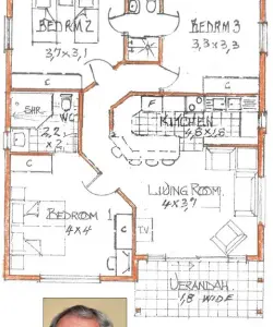  ??  ?? Floor plan: Bedrooms 81m2 + veranda