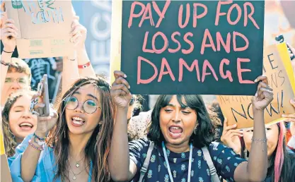  ?? ?? Climate protests during Cop27 in Sharm El-Sheikh, where Mark Carney was shouted at by prominent members of the United Nations